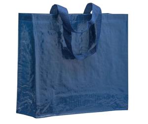 Generico 25 (venticinque) pezzi Shopper Riutilizzabile in PP laminato 40 x 35 x 14 cm - 19 LT con Manici Lunghi (blu)