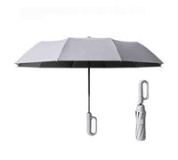 Generico 27in Travel Umbrella with Carabiner Handle,Compact Wind Proof Umbrellas For Rain and Sun Protection,Forward folding,Automatic Open/Close with Reflective Strip for UV Umbrellas (gray)