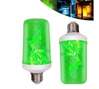 Generico 2pack LED Flame Light Bulbs with Sensing Effect,flickering light bulbs 4 Modes Flame Light Upside Down Effect,E27 Base,for Halloween,Christmas,Party,Porch,Indoor&Outdoor (green)