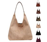 Generico 2PCS Brown Suede Bag - Women's Shoulder Hobo Bags Built-in small SuedePurse, for Work Everyday (Beige)