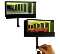 Generico 2PCS Infinity Garage Portachiavi Da Parete, 7,7x7x15,6cm 3D Stampato Appendi Chiavi A Muro Con Luci LED Bianche, Alimentatore USB, Crea L'illusione Specchio Infinito, Per Ingressi, Corridoi