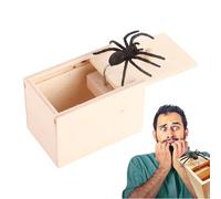 Generico 2PCS Spider Prank Scare Box, Rubber Spider Prank Box, Handcrafted Wooden Surprise Prank Box, Handmade Wooden Box Prank Spider for Halloween Parties April Fool's Day 9x6.3x6cm
