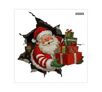 Generico 2PCS Wall Sticker - Christmas Self-Adhesive Wall Sticker with 3D Santa Breaking Through The Walls Effect, Decals Peel And Stick for Christmas Party Kitchen Living Room Bathroom