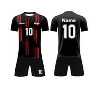 Generico 2pezzi Maglie Set Personalizzata Maglia da Calcio con Il Tuo Nome e Numero logo，per Bambini e Adulto Completo da Calcio Maglietta Tuta Allenamento T-Shirt Pantaloncini Traspirante Adatta