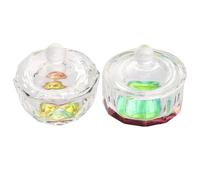 Generico 2pezzi Tazze in Vetro Crystal per Nail Art con Coperchio Bicchieri per Manicure Liquidi e Polveri Trasparente con Ottagonale e Dodecagonale per Saloni Unghie e Professionisti