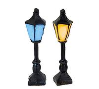 Generico 2X Mini lampione retrò in Miniatura Lampione Stradale Dipinto a Mano Fata Casa delle Bambole Giardino Ornamenti Bonsai Decorazione Giallo + Blu Durevole e praticoIntelligente e Attraente.