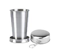 Generico 2xLightweight Stainless Steel Cup - Foldable Cups for Travel, Lightweight Portable Cup with Keychain | Lightweights Portable Cups with Keychain, for Outdoor Activities Picnic Accessories