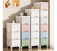 Generico 3/4/5/6/7 Livelli Colorato Cassettiera In Plastica, Mobiletto Bagno Salvaspazio, Mobiletti Stretti, Armadietto Plastica Con Cassetti E 4 Ruote(5 tier)