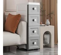 Generico 3/4/5/6/7 Ripiani Carrello Portaoggetti Sottile Da Bagno Con Ruote E Cassetti, Colonna Bagno Portaoggetti Cassettiera Salvaspazio Stretto Plastica(Gray,3 tier)