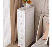 Generico 3/4/5/6/7 Strati Cassettiera Salvaspazio Plastica Con Ruote, Colonna Bagno Con Portarotolo, Cassettiera Plastica, Grande Capacità,Impermeabile(White,7 tier)