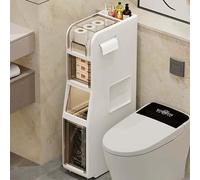 Generico 3/4/5 Livelli Mobile Bagno Stretto Con Portarotolo Diffusore Di Aromaterapia, Organizer Per Riporre Oggetti, Cassettiera Bagno, Impermeabile(4 tier)