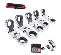 Generico 3/4“ Dual-Drive Nano Flex-Head Pocket Ratchet, 5pcs Dual-Drive Nano Flex-Head Pocket Ratchet, Double Box End Ratcheting Wrench Set, Ratches Spanner Crooked For Narrow Spaces (1pcs)