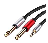 Generico 3.5mm Stereo to Two Audio Cable, 6.35mm Mono Adapter Cable, Reinforced Jacket 1.5m Design for Live Performance, Keyboard Players, DJ Equipment, Sound Mixer, Speaker Connection