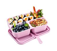 Generico 3 Compartments Silicone Stackable Lunch Box | Kids Snack Container | Silicone Snack Containers With Lids For Sauce Fruit Salad Strawberry Candy Chocolate Holiday Party Home Weekday School