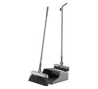 Generico 3-in-1 Broom And Dustpan Set | PP & Stainless Steel, Long Handle, 600g | Upright Storage Standing Broom with Dustpan Combo | Home Cleaning Tools for Kitchen, Office, Dorm & Apartment