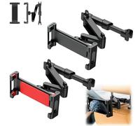 Generico 3-In-1 Car Headrest Tablet Holder, Backseat Car Headrest Tablet Holder, 360 Degree Rotation, Extendable And Foldable, for Travel (Black+Red)