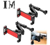 Generico 3-In-1 Car Headrest Tablet Holder, Backseat Car Headrest Tablet Holder, 360 Degree Rotation, Extendable And Foldable, for Travel (Red*2)