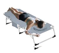 Generico 3-In-1 Heavy Duty Tanning Chair With Face Hole Adjustable, 5 Position Folding Chaise Lounge, For Outdoor Sunbathing Patio Pool Lawn Camping Deck(Ash)