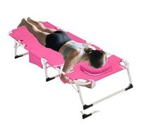 Generico 3-In-1 Heavy Duty Tanning Chair With Face Hole Adjustable, 5 Position Folding Chaise Lounge, For Outdoor Sunbathing Patio Pool Lawn Camping Deck(powder)