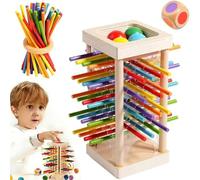 Generico 3-in-1 Wooden Stick Game - Colorful Educational Toy for Cognitive Development & Focus Training, Montessori Toy Includes Wooden Mixed Colors Sticks, Dice and Balls for Boys and Girls