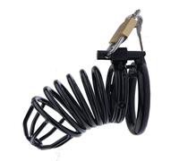 Generico 3 Misure di Gabbia Lunga da Uomo in Acciaio Inossidabile Color Argento, ventilata e Traspirante, Nera e Argento (40 mm/45 mm/50 mm)-IRMZ28 (Nero, 50mm)