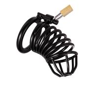 Generico 3 Misure di Gabbia Lunga da Uomo in Acciaio Inossidabile Color Argento, ventilata e Traspirante, Nera e Argento (40 mm/45 mm/50 mm)-IRMZ28 (Nero, 40mm)