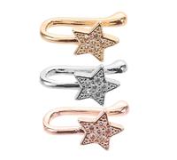 Generico 3 Pezzi Clip per Naso Finto a Forma di Stella con Zirconi, Clip Non Perforante in Rame Resistente e Lucente per Donne, per Varie Occasioni Eleganti