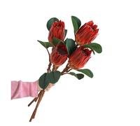 Generico 3 Pezzi Di Fiori Artificiali King Protea For Composizioni Floreali For Matrimoni, Fiori Realistici E Resistenti For Centrotavola E Decorazioni For Feste(Red)