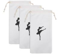 Generico 3 Pezzi Sacca Porta Scarpe Da Danza In Cotone Con Coulisse, Borsa Portatile Per Scarpette Da Balletto, Organizzatore Per Ballerine