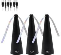 Generico 3 Pezzi Ventilatore Repellente per Mosche da Tavolo, 24,5x8,5x8,5cm Collegabile A USB O Batteria, Ventilatore per Mosche da Tavolo, Campeggio, Barbecue, Riunioni al Chiuso, Ristoranti (Nero)
