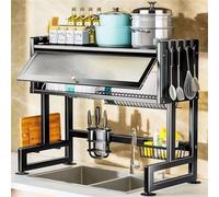 Generico 3-Tier Over Sink Dish Drainer Rack - Metal Kitchen Drying Rack with Cover for Organized Sink Space - Black, 65Cm Efficient Kitchen Storage Tidy Dish Drying,5300 Black