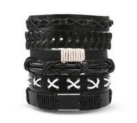 Generico 30 Color Options Men's Vintage Bracelet Set - New Leather Braided Multilayer Hand String, Masculine Accessories(Leather bracelet1)