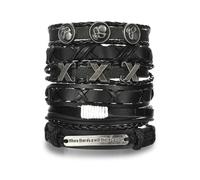 Generico 30 Color Options Men's Vintage Bracelet Set - New Leather Braided Multilayer Hand String, Masculine Accessories(Leather bracelet15)