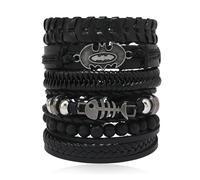 Generico 30 Color Options Men's Vintage Bracelet Set - New Leather Braided Multilayer Hand String, Masculine Accessories(Leather bracelet31)