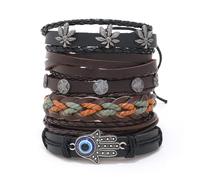 Generico 30 Color Options Men's Vintage Bracelet Set - New Leather Braided Multilayer Hand String, Masculine Accessories(Leather bracelet22)