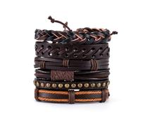 Generico 30 Color Options Men's Vintage Bracelet Set - New Leather Braided Multilayer Hand String, Masculine Accessories(Leather bracelet7)