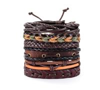 Generico 30 Color Options Men's Vintage Bracelet Set - New Leather Braided Multilayer Hand String, Masculine Accessories(Leather bracelet9)