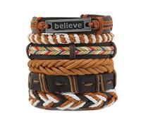 Generico 30 Color Options Men's Vintage Bracelet Set - New Leather Braided Multilayer Hand String, Masculine Accessories(Leather bracelet24)