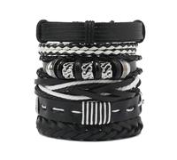 Generico 30 Color Options Men's Vintage Bracelet Set - New Leather Braided Multilayer Hand String, Masculine Accessories(Leather bracelet29)