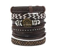 Generico 30 Color Options Men's Vintage Bracelet Set - New Leather Braided Multilayer Hand String, Masculine Accessories(Leather bracelet25)