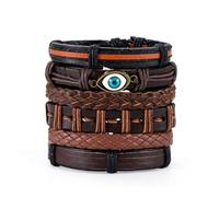 Generico 30 Color Options Men's Vintage Bracelet Set - New Leather Braided Multilayer Hand String, Masculine Accessories(Leather bracelet8)