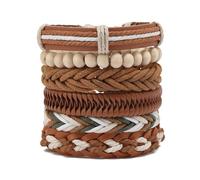 Generico 30 Color Options Men's Vintage Bracelet Set - New Leather Braided Multilayer Hand String, Masculine Accessories(Leather bracelet28)