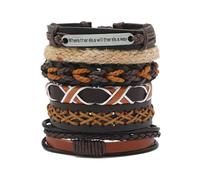 Generico 30 Color Options Men's Vintage Bracelet Set - New Leather Braided Multilayer Hand String, Masculine Accessories(Leather bracelet27)
