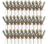 Generico 30 Pcs Artificial Pine Berry Picks, Christmas Pine Needles with Red Berries Pines Cones, Realistic Holly Stems, for DIY Xmas Tree/Garland Crafts (Gold)