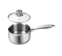 Generico 304 Stainless Steel Frying Pan With Lid Hammered Nonstick Pan 16cm Handle Double Pour Spouts Multi Purpose Cookware For All Stovetops