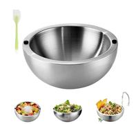 Generico 304 Stainless Steel Insulated Salad & Dipping Bowl, Salad Bowl, Double Wall Serving, with 2 Water Injection Holes, for Family Gatherings, Picnics and Salad Making (S)