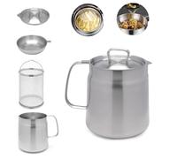 Generico 304 Stainless Steel Oil Filter Pot, 2 in 1 Oil Strainer Pot, Kitchen Cooking Oil Lard Fat Saver (B)