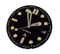 Generico 31mm quadrante ondulato dell'orologio lancette adatte for NH35A ETA 2824 PT5000 ST21308215 821A DG2813 3804 movimento data luminoso(G white-silver,NH35 Dial)