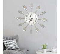 Generico 325162 Wall Clock with Spoon And Fork Design Silver 31 cm Aluminium,Argento,0.33kg,325162