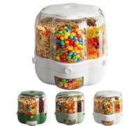 Generico 360° Rotating Candy Dispenser 6 Compartments,Candy Dispenser 360° Rotating,Christmas Candies Dispensers,One-Button Dispensing for Snacks,Candies,Coffee Beans,Rice,Grain,Dog Food (White,Mini)